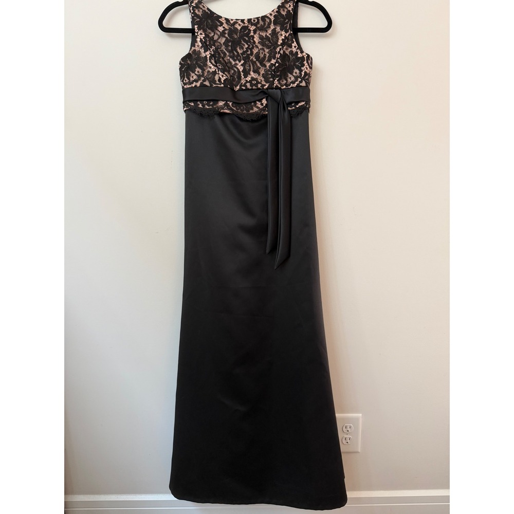 Girls Size 14 Black Lace Formal Maxi Dress Full Length Special Occasion